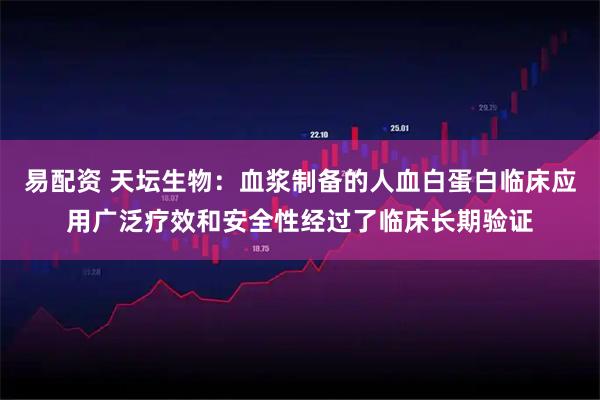 易配资 天坛生物：血浆制备的人血白蛋白临床应用广泛疗效和安全性经过了临床长期验证